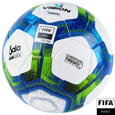 Мяч футзал. VISION Target, FS324094, FIFA Basic, р.4, 32 п. PU, 3 подкл.сл, термосшивка, бело-синий за 3&nbsp;519 ₽ купить в Белгороде