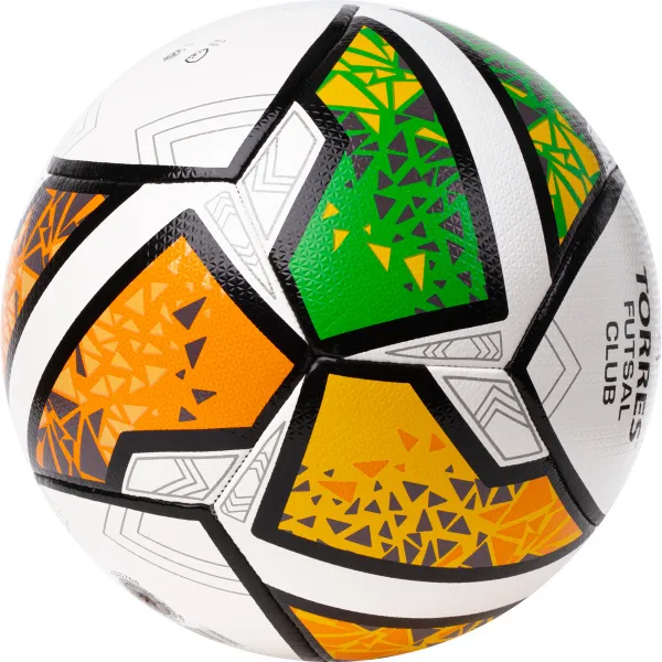 Мяч футзал. TORRES Futsal Club, FS323764, р.4, 10 пан. ПУ, 4 под. сл, гибрид. сш. бело-зел-оранж за 2&nbsp;264.40 ₽ в Белгороде