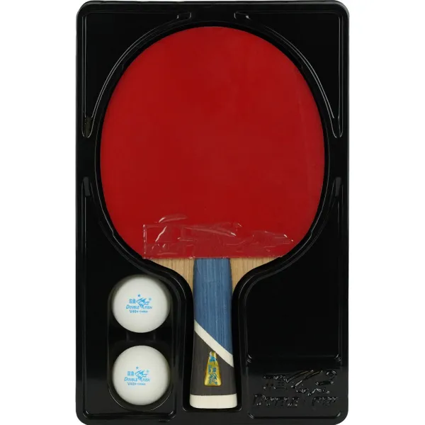 Ракетка для н/т DOUBLE FISH 5A+C, для продвин, ITTF Appr, накл. 2,1 мм, конич. ручка+ 2 мяча V40+мм за 2&nbsp;779.50 ₽ в Белгороде