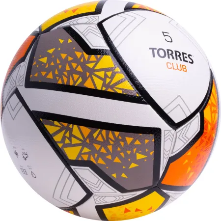 Мяч футб. TORRES Club, F323965, р.5, 10 пан., ПУ, гибрид. сшив, бел-оранж-желт за 2&nbsp;225.30 ₽ купить в Белгороде
